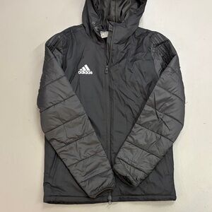 Adidas Men's Black Hooded Puffer Jacket